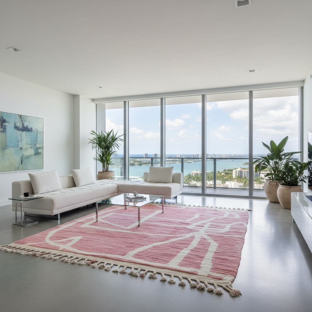 Tapis Beni Mrirt Rose poudré