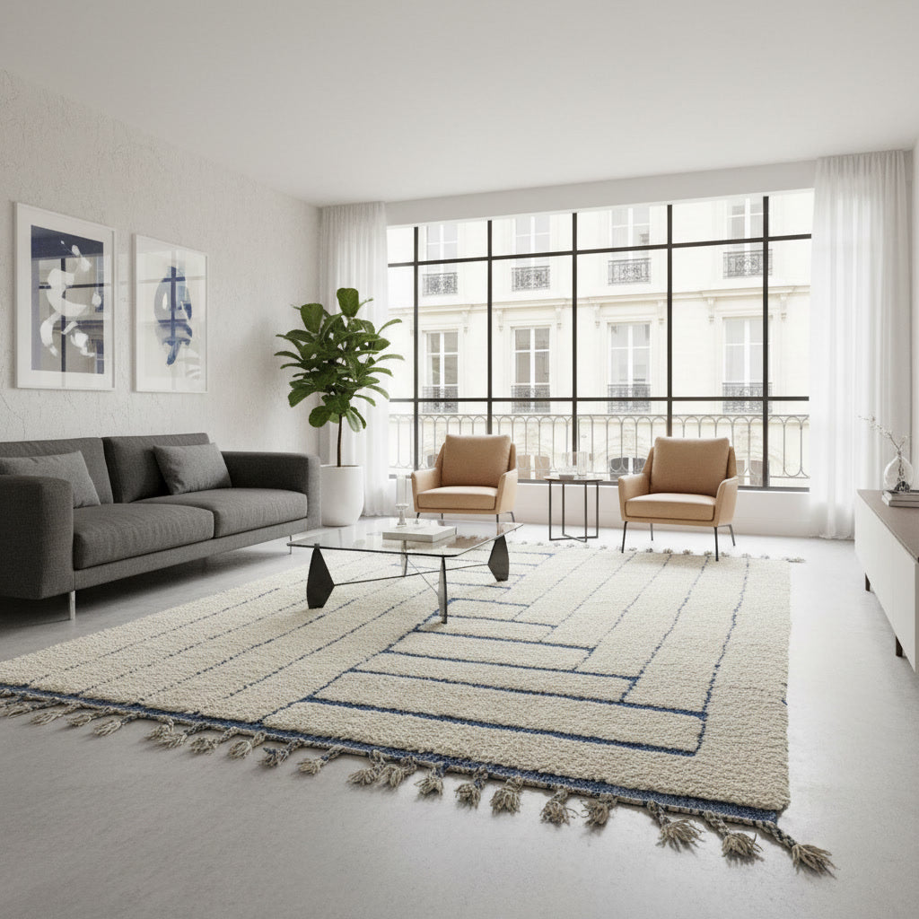 Tapis berbère Labyrinthe Indigo