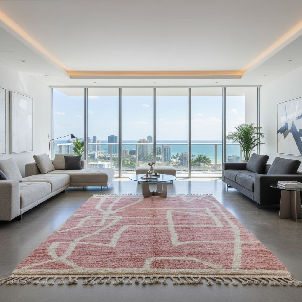 Tapis Beni Mrirt Rose poudré